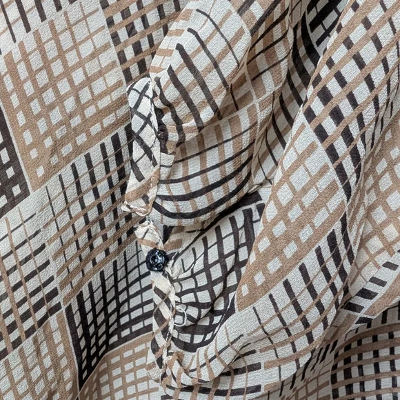 NWT 100% Silk The Limited Brown Babydoll V-neck Top Blouse Large Wrap Y2K VTG - Picture 3 of 5